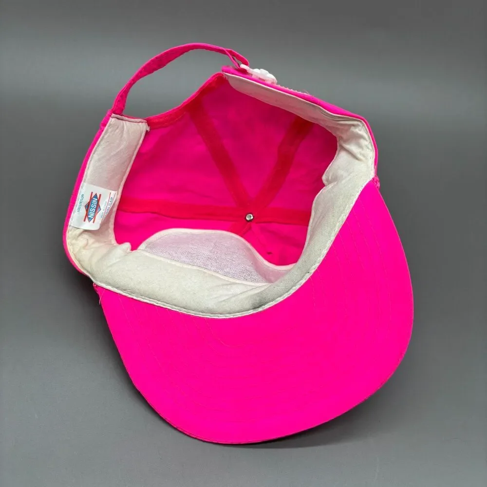 Vintage Cummins Racing Hat Neon Pink Strapback Adjustable Rope Cap Nylon 80s - Picture 3 of 9